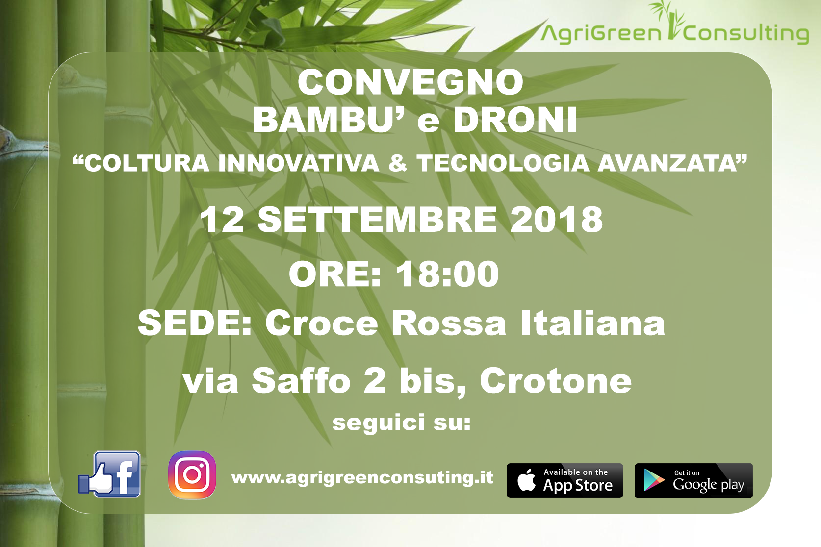 CONVEGNO Crotone: 12/09/2018- BAMBU’ E DRONI